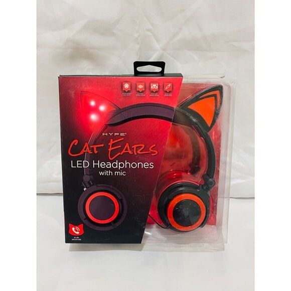 Hype Cat Ear LED Headphones with Built In Microphone Over Ear Headphones - Picture 2 of 12